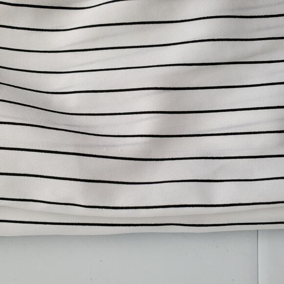 VTG 80s Ruffle High Neck White Black Pinstripe Blouse Shirt L Victorian Vampire - Picture 4 of 9